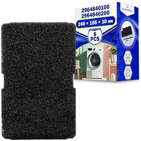 6 Piezas Filtro Secadora de Ropa 240 x 155 x 10 mm con Código Original 2964840100 2964840200 para Beko para Grundig para Blomberg para ElektraBregenz - MONTERAL
