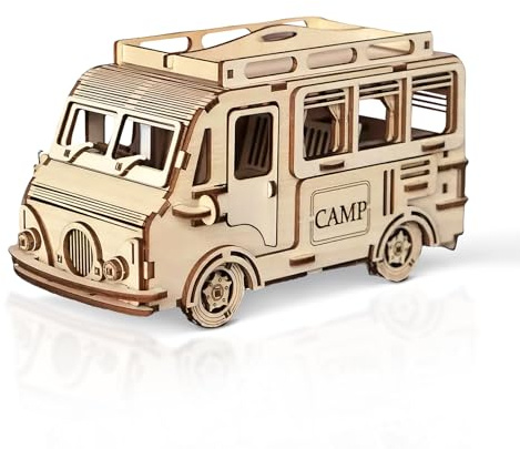 Cuteefun 3D-Holzpuzzle Auto-Modell, 3D Holz Puzzle für Erwachsene & Jugend | Baukasten Holz, Kunsthandwerk, Schreibtischdekoration, Geschenk für Erwachsene Jugendliche, Autoliebhaber (Camping Wohnmobil)