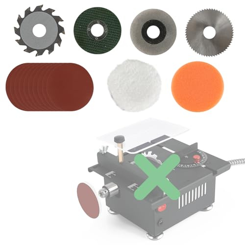 YSJWAER Mini Small Multi-Functional Table-Saw - Portable Crafts Table Saw Speed Angle Cutting Depth Adjustable Cutting Sanding Engraving for Wood Acrylic PCB Plastic (Blade Grinder Accessories)