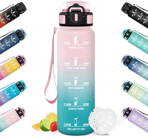 HoneyHolly Borraccia, 500ML A prova di perdite Borraccia Motivazionale, Riutilizzabile Borraccia Bambini, Semplice e Portatile, Bottiglia Acqua per Corsa, Bicicletta, Lavoro, Scuola, Borracce