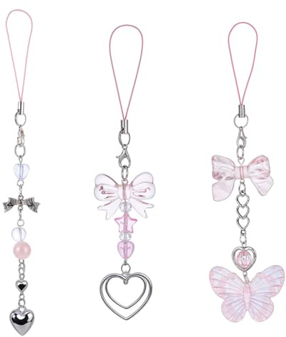 WitBicg Phone Charm, 3 Stück Anhänger Handy Süße Handyanhänger Accessories y2k Cute Keychain Bag Fliege