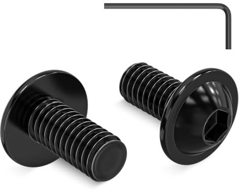 15 Stück M6 x 12 mm Linsenkopfschrauben mit Flansch Innensechskant Edelstahl A2 Schrauben Schwarz Vollgewinde mit Innensechskantschlussel