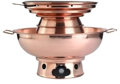OWOHYG Pentola a Carbone per Cucinare, pentola a Carbone in Rame Addensato, pentola per Riscaldamento a Carbone, pentola per Cucinare in Rame, Utensili da Cucina (Rame 32 cm)