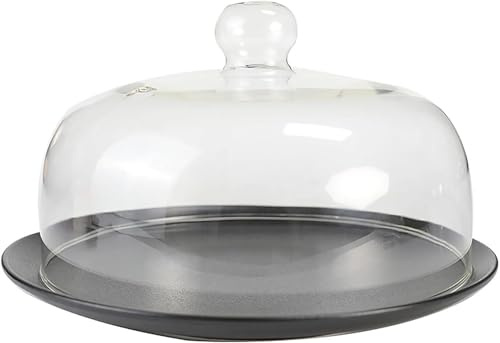 High Borosilicate Glass Microwave Cover for Food, Anti-Splash Microwave Plate Cover, Multi-Function Cake Dome with Lid, Easy Grip Handle, Dishwasher Safe, Oven for Food(transparent,22cm)