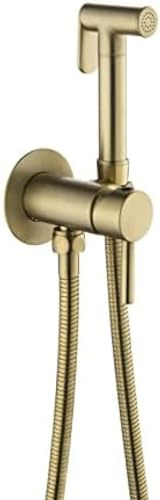 Pulvérisateur de bidet pour toilettes – Kit de robinet mural chaud et froid à main gris bronze et finition chromée