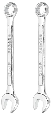 sourcing map 2Pcs Combination Wrench 10mm Metric 12-Point Box and Open End Zinc Plated Steel Double Ended Spanner Tool for Automotive Pipe Furniture Machinery DIY Repair, Silver White