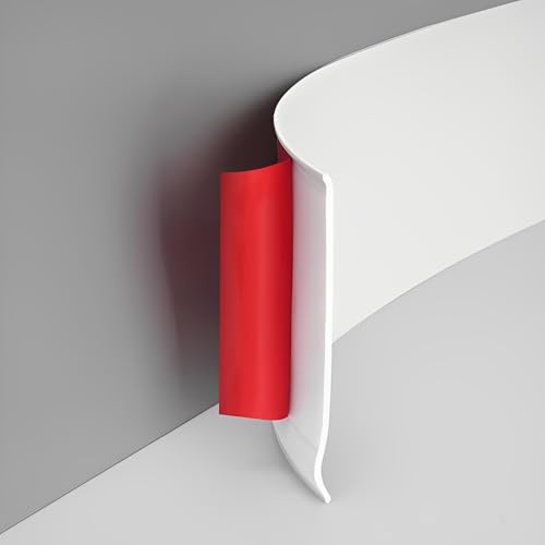 Flexible PVC Skirting Board Covers Roll 100mm x 5m White – Self Adhesive Stick On Skirting Board Trim for Existing Boards, Plastic Baseboard & Floor Molding