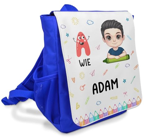 22Feels Kinderrucksack Jungen Personalisiert mit Name Kindergarten Geschenk Krippenrucksack GEPOLSTERT Kindertasche Selber Gestalten (1-5 Jahre) Kita Vorschule Ausflug (6L) BLAU