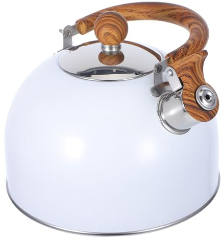 MAGICLULU Bouilloire Sifflante Blanche avec Poignée pour Cuisine Compatible Gaz et Induction Sécurité Sonore et Facile à Nettoyer