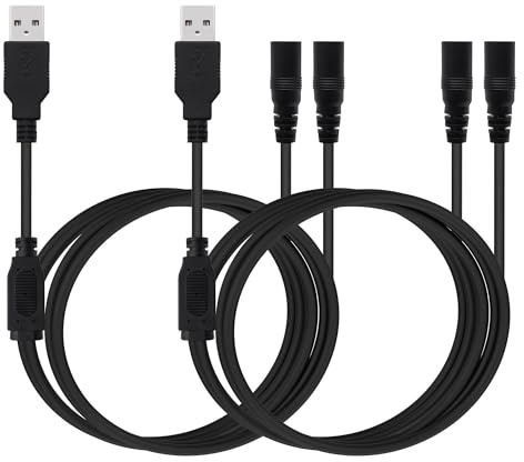 YARCHONN Cavo di alimentazione USB a DC5521, splitter adattatore USB A maschio a doppia presa DC5,5 x 2,1 mm, cavo di alimentazione per telefoni, fotocamere, router power bank, luci LED, ecc. 1 m, 2