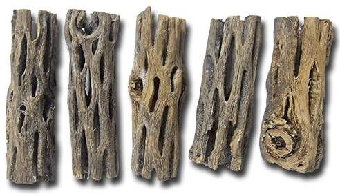 Natural Cholla/Choya Wood 5 Pieces (2.5 inches) for Shrimp Habitat and Food Treat Hermit Crabs Plecos Aquarium Decoration Lowers pH Hideouts and Chew Toys Reptiles Thorn Free Dried Organic Fish