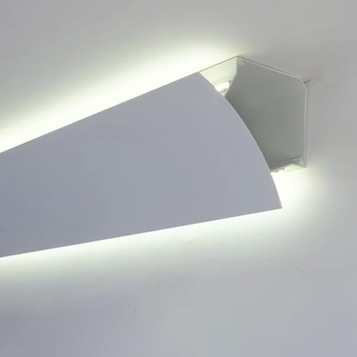 CQAHDSEVF Canal de aluminio LED, Moldura de techo LED, zócalo, canal embellecedor, montaje en superficie, blanco, 1m-5m(2.1m/6.9ft)