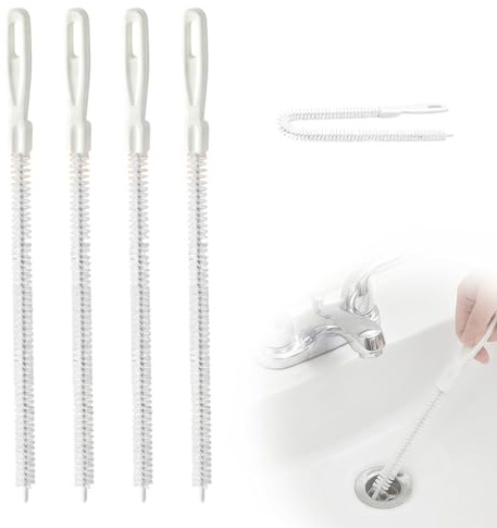 Cepillo Limpiador de desagües Flexible, 4 Unidades de 45 cm, Herramienta de Limpieza de tuberías para baño y Cocina, Elimina Pelo Largo y residuos obstinados