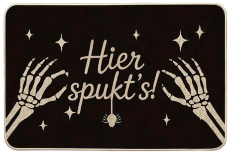 Halloween Deko, Halloween Deko Outdoor, Fußmatte 60 X 40 Cm Für Eingang | Fußmatte Mit Skeletthänden Und Sternennachtmotiv, 60 X 40 Cm, Für Haustür, Flur, Küche Und Halloween Party