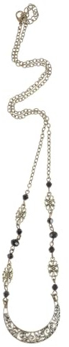 LALADEFIEE Chaîne de Tête Motif Croissant Ajouré en Alliage et Fer Bohème Lune Vintage Accessoire Cheveux pour Festivals Boho et Événements Spéciaux, Ton Café