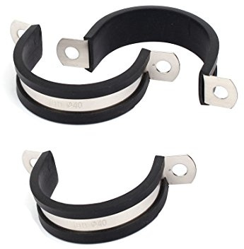 sourcing map 3Stk 40mm Dmr. Gefüttert U Förmigen Rohr Schlauchklemmen Clips | EPDM Gummi