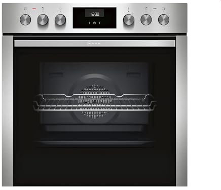 NEFF E1CCE4AN1, N 50, Einbauherd mit CircoTherm, 7 Beheizungsarten, LCD Display, voll versenkbare Bedienknebel, EasyClean, EasyClock, Made in Germany