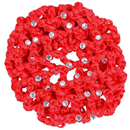 QHP Haarnetz Diamand mit Kunst-Perlen besetzt (Rot)