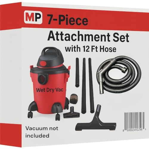 Maresh Products Staubsaugeraufsatz Flexibler Verlängerungsschlauch Kit mit Werkzeug Zubehör für die meisten Modelle von Shop-Vac Style Marken-Nass-/Trockensauger 7 Piece Set with 12' Hose schwarz