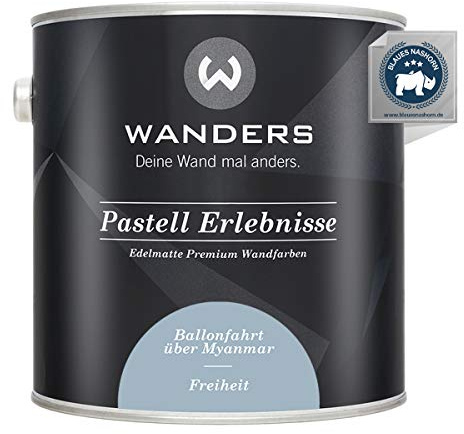 Wanders Pastell Erlebnisse 2,5L - Freiheit/Blasses Blau - Edelmatte Wandfarbe! Küchenmöbellack und Möbelfarbe. Kreidefarbe für Holz & mehr. Hohe Deckkraft, schnell trocknend