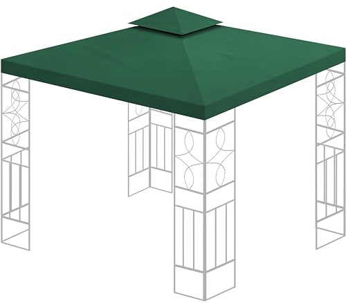 Ersatzdach 360g/m² Dach EXTRA STARK PVC Beschichtung Pavillondach 100% Wasserdicht Pavillon 3x3m (Grün #11)