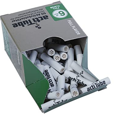 actiTube Activated Carbon Filter, Extra Slim, 6 mm Diameter, 50 Filters per Pack, 1 Display (500 Filters)