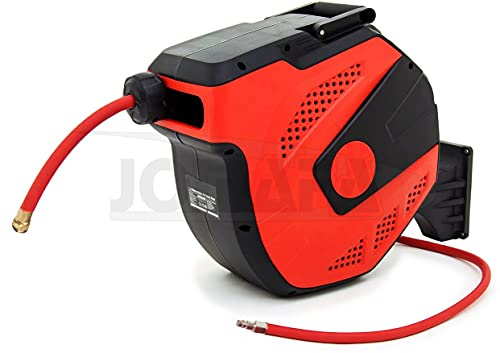 Carrete de Manguera Aire Comprimido 12 m + 1 m VERSION PROFESIONAL ALTO CAUDAL | Conector de 3/8 | 12.5 x 19 mm