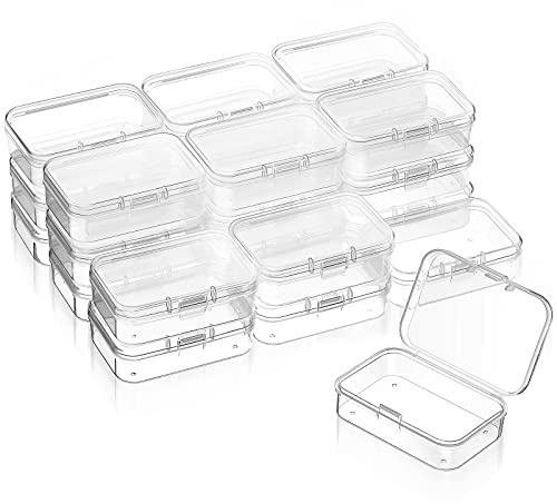 SATINIOR 24 Pcs Small Clear Plastic Container Box, 2.5 x 1.7 x 0.8 in