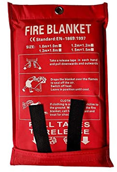 Tiardey Coperta antincendio Universale,Grande,ad Apertura Rapida con Passanti,1x1m,Ideale per Cucina,Ufficio,casa,Garage,roulotte ECC.