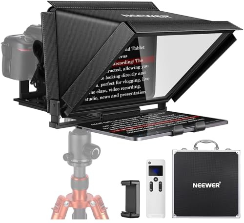 NEEWER X12 Teleprompter de Aluminio con RT-110 Remoto (Conectado por Bluetooth Teleprompter App) y Estuche, Compatible con iPad, Tabletas iOS/Android, Teléfonos Inteligentes, DSLR (Negro)