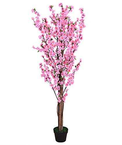Pfirsichbaum Deko Kunstbaum groß im Topf Künstlicher Baum Kunstpflanze Decovego Pfirsisch XXL 160cm