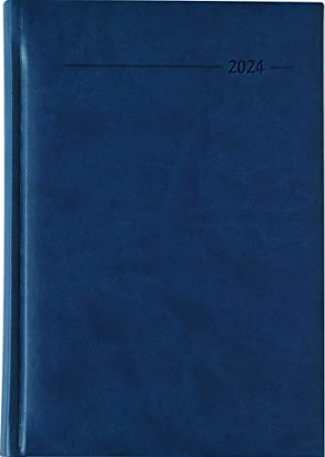 Buchkalender Tucson blau 2024 - Büro-Kalender A5 - Cheftimer - 1 Tag 1 Seite - 352 Seiten - Tucson-Einband - Termin-Planer - Alpha Edition