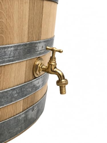 Fass-Schmiede Regentonne Regenfass Weinfass Holzfass Tonne (300 Liter mit Hahn, natur)