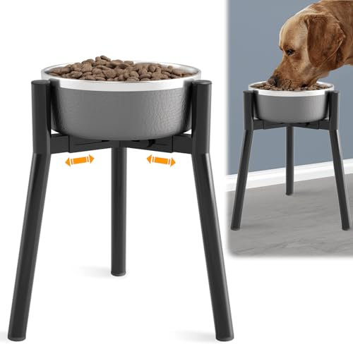 SHAINFUN Adjustable Metal Raised Stand for Large & XL Breeds, Compatible with 7 to 10.6 Wide Bowls, Single Tall Elevated Feeder (Bowl Not Included)