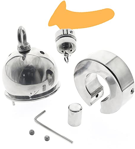 ScreaAss Extra Schwer Edelstahl Peniskäfig Herren CBT Hodenkäfig Hodenstrecker Ball Stretcher Hodensack Anhänger Einstellbar Keuschheitsgürtel Mann Extrem Cock Cage Sexspielzeug Für Männer,Silber,Set