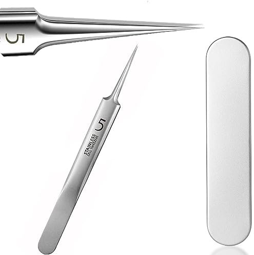 Thgtao Blackhead Remover, Comedone Squeezer, Blackhead Remover, Pore Cleaner, Stainless Steel Tweezers, Milia Knife, Pimple Squeezing Tool, for Removing Blackheads, Pimples etc. (Silver)