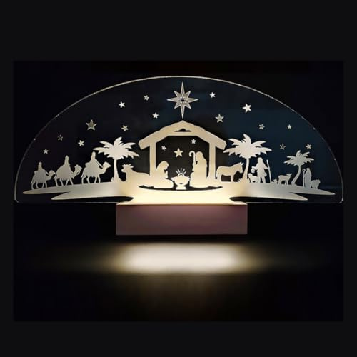 Adzif.biz Le sticker de decoration - Crèche de Noël Lumineuse, scène nativité 3D LED