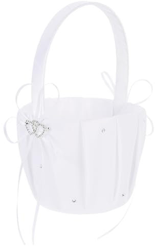 Blumenmädchenkorb Für Hochzeit Konfettikorb Mit Schleife Blumenkorb Für Blumenkinder Weißer Hochzeitskorb Hochzeitsbedarf Für Blumenmädchen