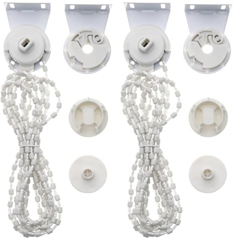 eMagTech 2 Sets Rollo Halterung für Rollos mit 38mm Rohrdurchmesser mit Perlenkette Roller Blind Vorhang Rollo Beschläge zur Befestigung von Vorhängen Jalousien Jalousien Fenstern