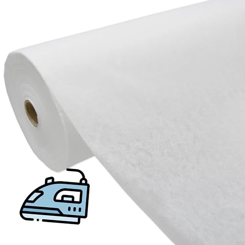 Nurtextil24 Bügelvlies Meterware 60g/m² ab 50cm Vlies zum Aufbügeln einseitig 90cm Breit Aufbügelvlies dünn leicht weiß Bügeleinlage Einlagestoff
