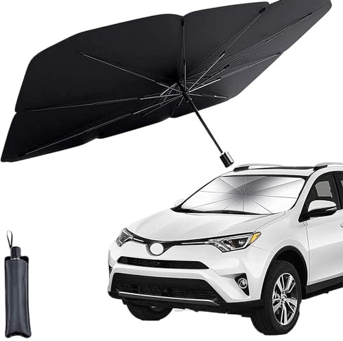 Parasol Coche Paraguas Parasol Coche Delantero, Plegable Protege del Sol, Fácil de Guardar, Mantiene Coche Fresco, Adaptable a la mayoría de Coches (150 X 85 CM Extra Grande)