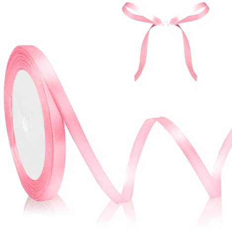 Geschenkband Rosa Schleifenband Rosa Satinband 23m, 6mm Breite, Hellrosa Pink Dekoband Stoffband für Hochzeit Halloween Weihnachten Taufe Geburtstag DIY-Handwerk Geschenkverpackung Seidenband Hellpink