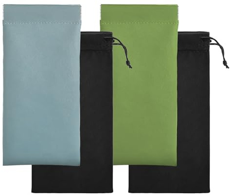 2 Pezzi Custodia Occhiali Morbida con 2 Sacchetti, Custodia Occhiali da Sole in Pelle, Portaocchiali Morbido Portatile da Donna e Uomo per Riporre Cosmetici Cuffie