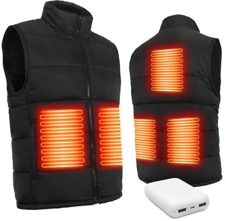 Warm Storm Heated Vest for Men Women, 5 Heating Zones 3 Heat Levels, 10000mAh Battery Included, Water Wind Resistant Lightweight Heated Gilet for Hiking Camping Cycling (77°F-131°F)