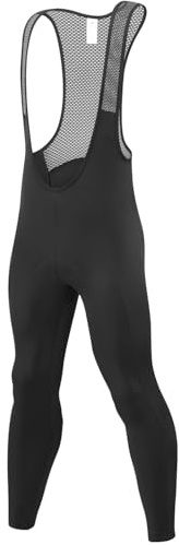 Przewalski Men's Cycling Bib Pants 4D Padded Bike Thermal Biking Tights Leggings Riding Bicycle Pants Pure Black