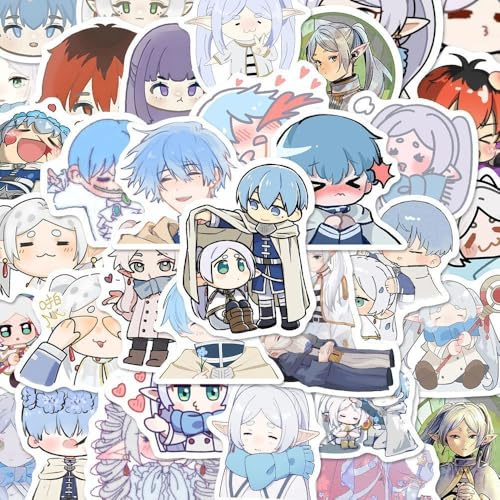 Anime Frierens Stickers, 80 Pcs Frierens Figure Vinyl Waterproof Sticker Decals for Party, Water Bottle Scrapbook Laptop Skateboard Computer for Teens Students