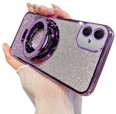 SIYOPINPFY Funda para Motorola Moto G14, Carcasa Protección Lente, Carcasa Brillante Suave TPU Silicona Delgada Caso Antigolpes con Anillo de Soporte Funda para Motorola G14 / Moto G24, DS Violeta