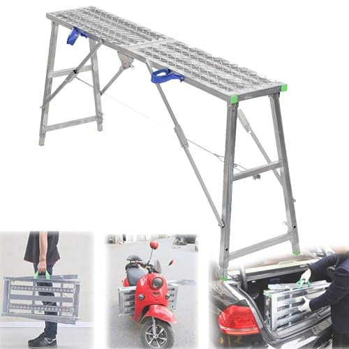 Plateforme de Travail d'équipement d'échafaudage réglable avec Charge maximale de 880 LB, escabeau Pliable Portable en Aluminium pour Le Lavage des véhicules, Le Nettoyage, la décoration, 20