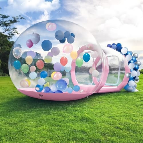 Gonfiabile Bubble House Dome con ventilatore e pompa, diametro tenda da giardino impermeabile in PVC di qualità commerciale per esterni, campeggio, feste (rosa, 300 cm)