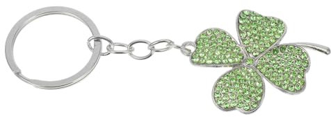 COLLBATH Kleeblatt Schlüsselanhänger Mit Grünem Blatt Und Strasssteinen Glücksbringer Für Autoschlüssel Taschen Rucksäcke Irish Charme St Patricks Day Zubehör